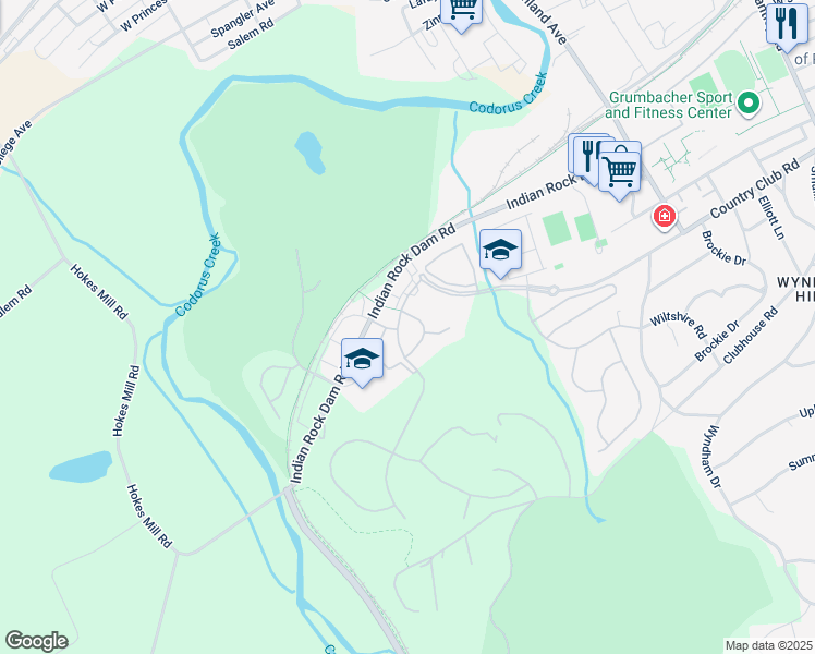 map of restaurants, bars, coffee shops, grocery stores, and more near 1119 Turnberry Lane in York