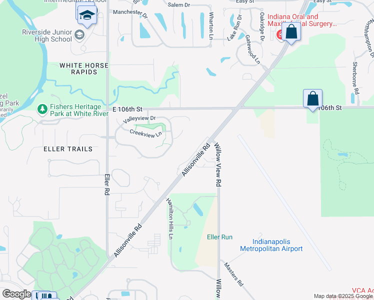 map of restaurants, bars, coffee shops, grocery stores, and more near 10420 Allisonville Road in Fishers