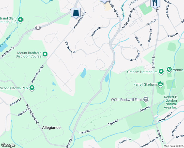 map of restaurants, bars, coffee shops, grocery stores, and more near 445 Darlington Drive in West Chester