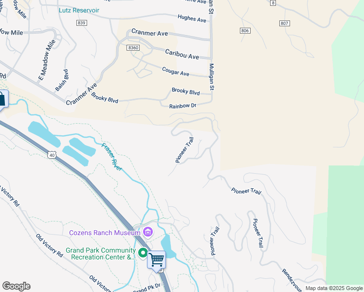 map of restaurants, bars, coffee shops, grocery stores, and more near 2188 Pioneer Trail in Granby