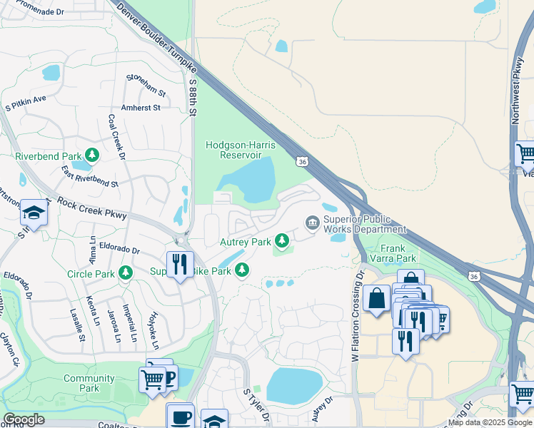 map of restaurants, bars, coffee shops, grocery stores, and more near 2010 Shamrock Drive in Louisville