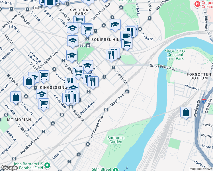 map of restaurants, bars, coffee shops, grocery stores, and more near in Philadelphia