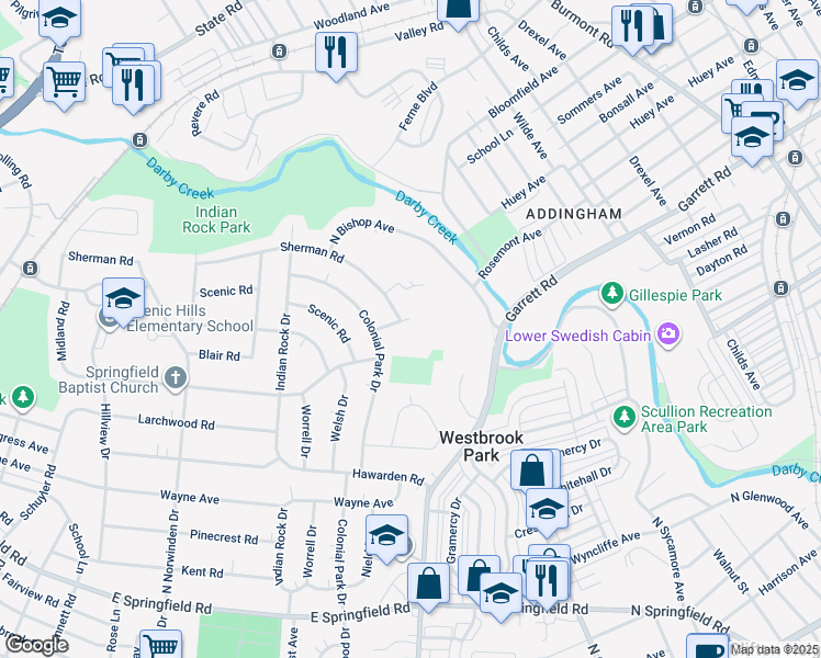 map of restaurants, bars, coffee shops, grocery stores, and more near 626 Hey Lane in Springfield