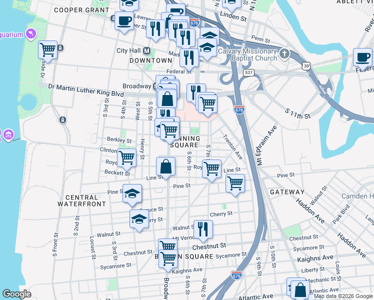 map of restaurants, bars, coffee shops, grocery stores, and more near in Camden