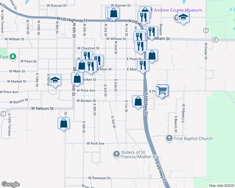 map of restaurants, bars, coffee shops, grocery stores, and more near 303 South 2nd Street in Savannah