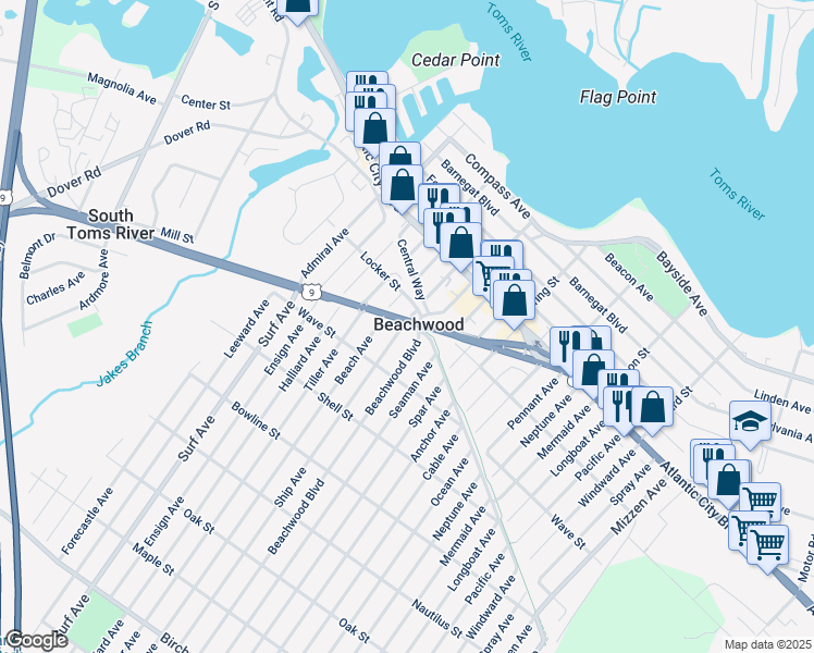 map of restaurants, bars, coffee shops, grocery stores, and more near in Beachwood