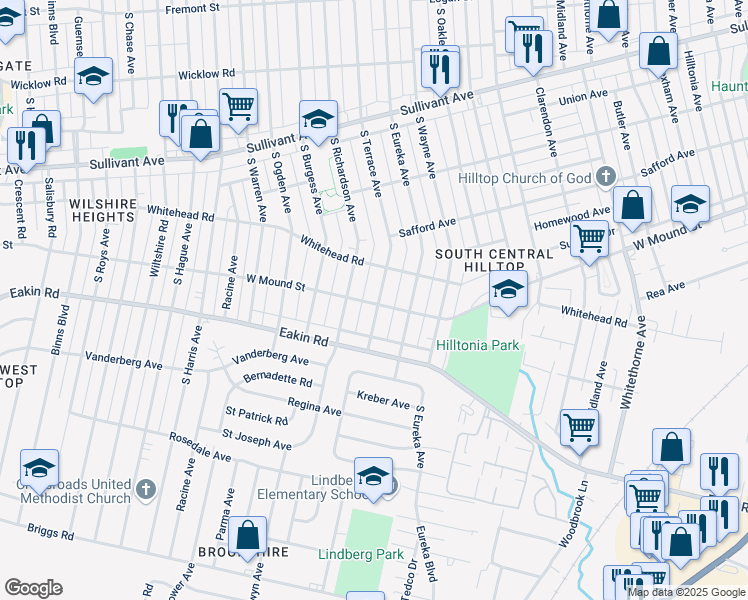 map of restaurants, bars, coffee shops, grocery stores, and more near 785 South Terrace Avenue in Columbus