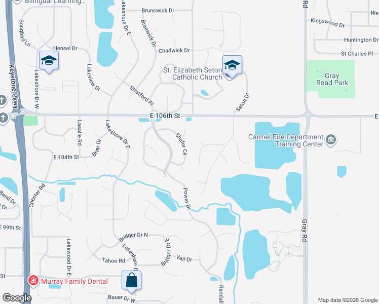 map of restaurants, bars, coffee shops, grocery stores, and more near 10514 Shafer Circle in Carmel