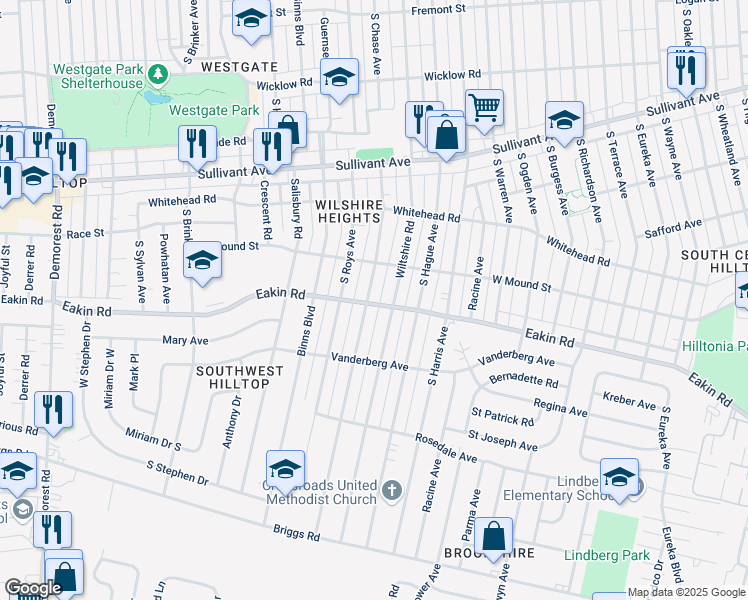 map of restaurants, bars, coffee shops, grocery stores, and more near 760 Chestershire Road in Columbus