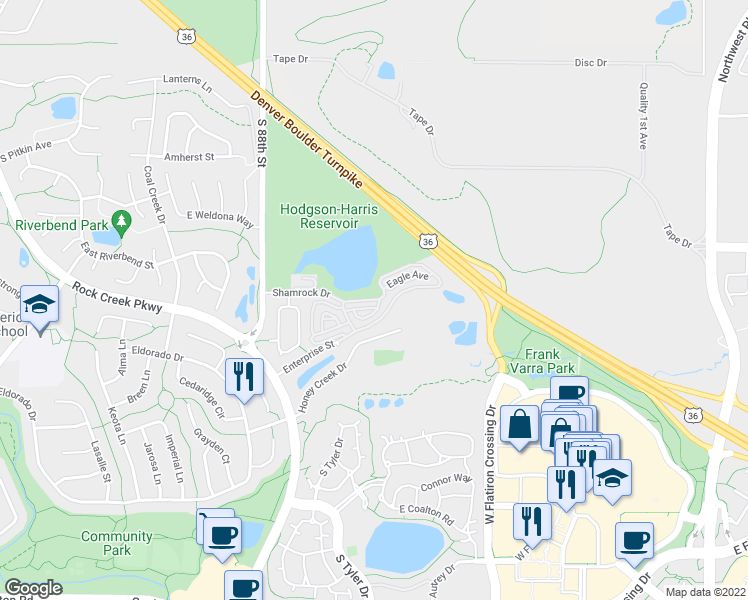 map of restaurants, bars, coffee shops, grocery stores, and more near 2010 Shamrock Drive in Louisville