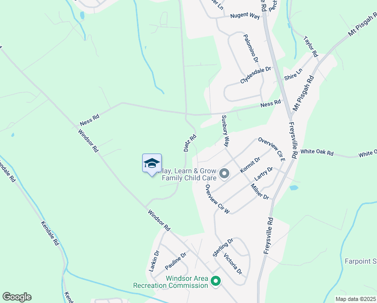 map of restaurants, bars, coffee shops, grocery stores, and more near 1265 Dietz Road in Red Lion