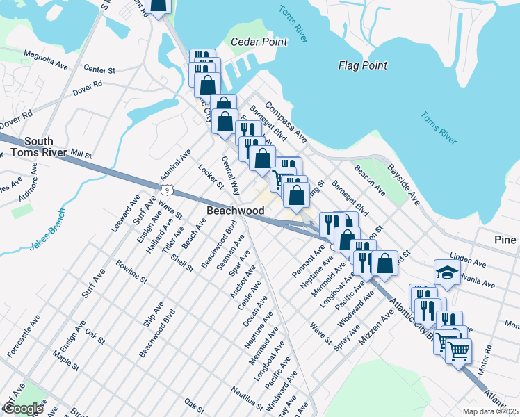 map of restaurants, bars, coffee shops, grocery stores, and more near 70 Pennsylvania Way in Beachwood