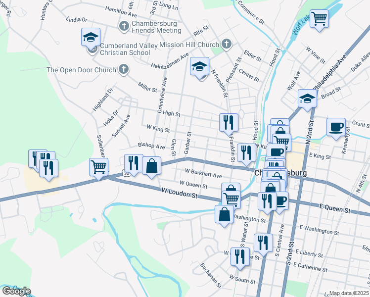map of restaurants, bars, coffee shops, grocery stores, and more near in 