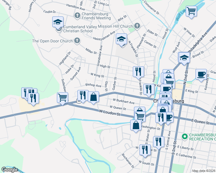 map of restaurants, bars, coffee shops, grocery stores, and more near in 