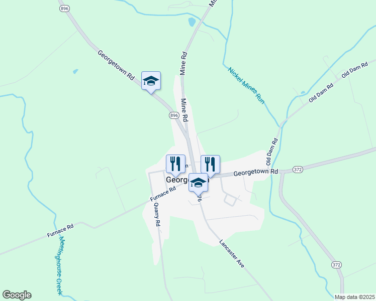 map of restaurants, bars, coffee shops, grocery stores, and more near 1082 Georgetown Road in Paradise