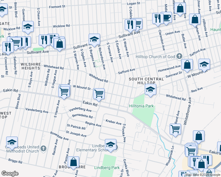 map of restaurants, bars, coffee shops, grocery stores, and more near 785 South Terrace Avenue in Columbus