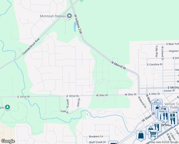 map of restaurants, bars, coffee shops, grocery stores, and more near Washington Street in Hancock County