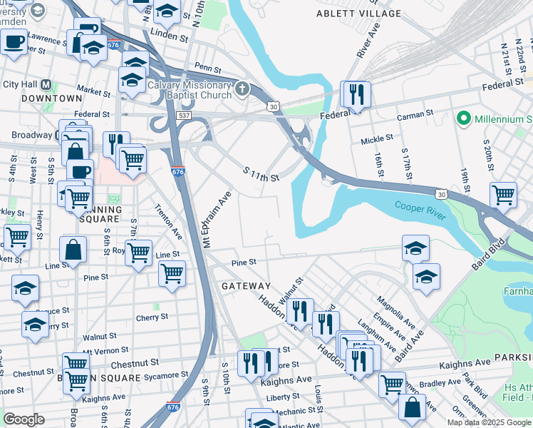 map of restaurants, bars, coffee shops, grocery stores, and more near 1 Campbell Place in Camden