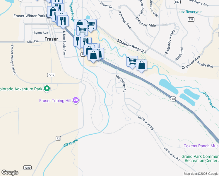 map of restaurants, bars, coffee shops, grocery stores, and more near 725 Zerex Street in Parshall
