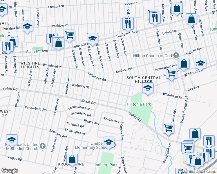 map of restaurants, bars, coffee shops, grocery stores, and more near 785 South Terrace Avenue in Columbus