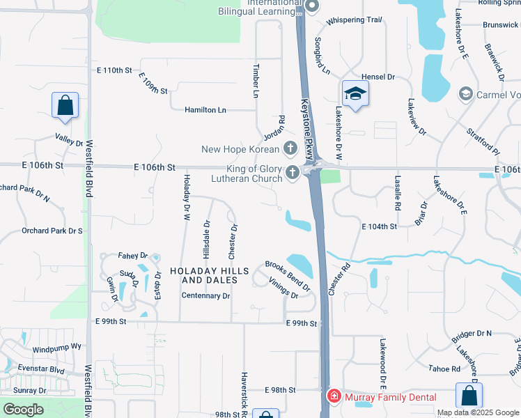 map of restaurants, bars, coffee shops, grocery stores, and more near 2887 Brook Vista in Carmel