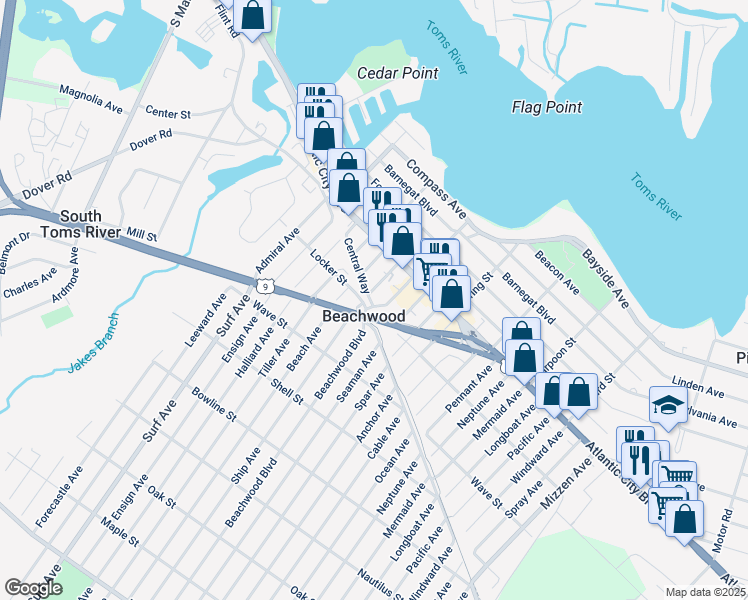 map of restaurants, bars, coffee shops, grocery stores, and more near 70 Pennsylvania Way in Beachwood