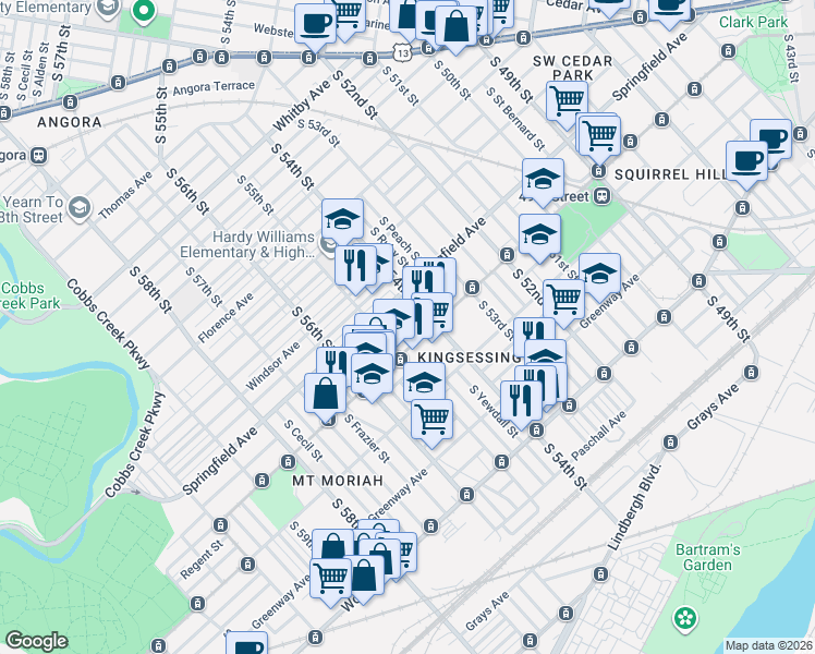 map of restaurants, bars, coffee shops, grocery stores, and more near in Philadelphia