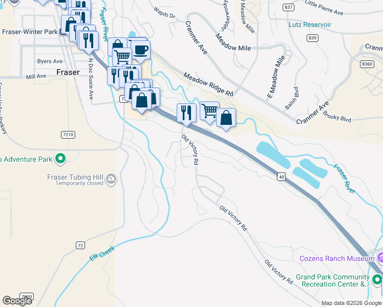 map of restaurants, bars, coffee shops, grocery stores, and more near 751 Zerex Street in Fraser