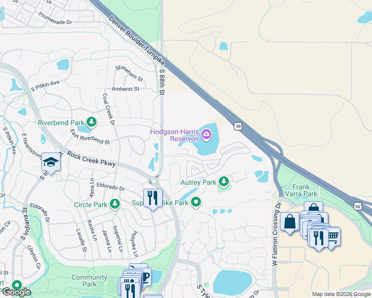 map of restaurants, bars, coffee shops, grocery stores, and more near 1761 Morrison Ct in Superior