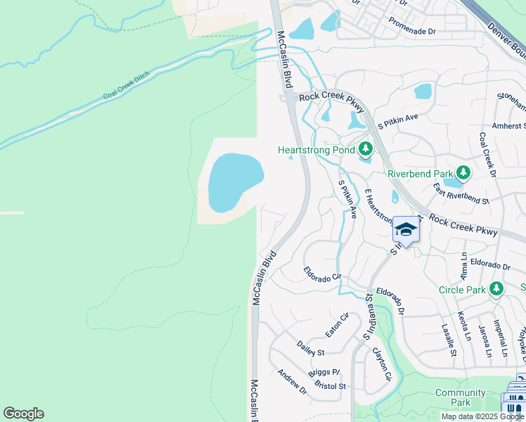 map of restaurants, bars, coffee shops, grocery stores, and more near 1585 Rockview Circle in Louisville
