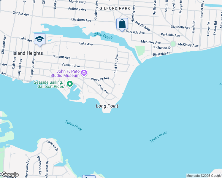 map of restaurants, bars, coffee shops, grocery stores, and more near in Island Heights