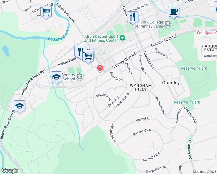 map of restaurants, bars, coffee shops, grocery stores, and more near 926 Somerset Lane in York