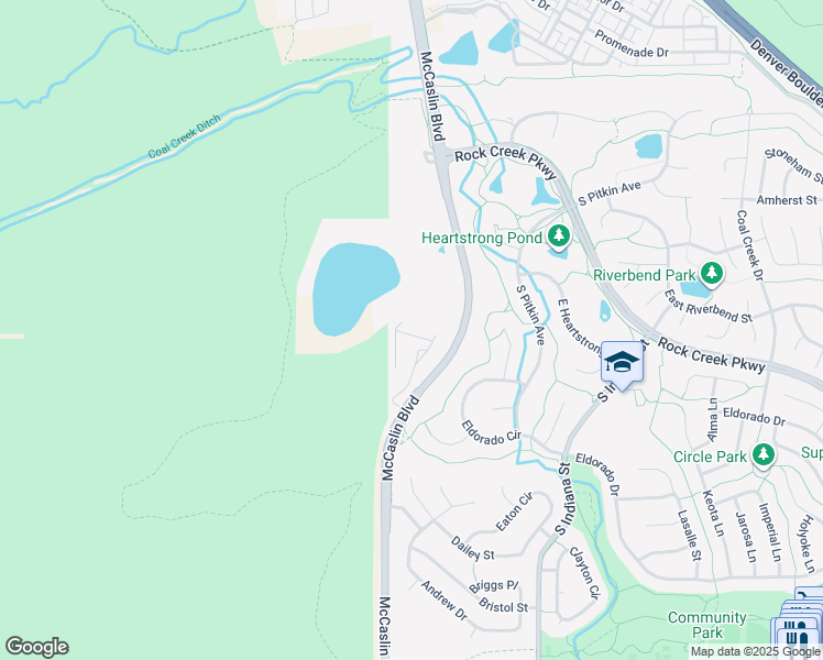 map of restaurants, bars, coffee shops, grocery stores, and more near 1585 Rockview Circle in Louisville