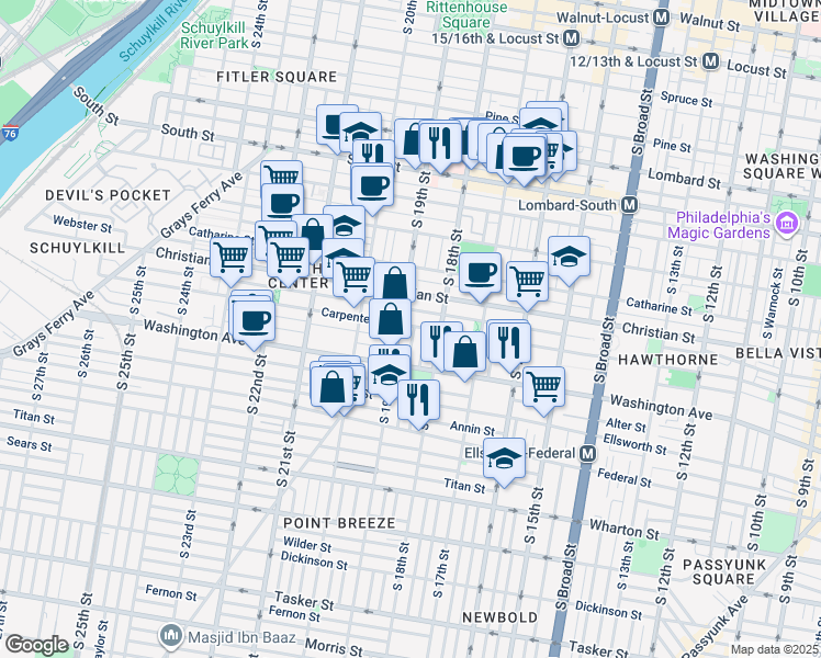 map of restaurants, bars, coffee shops, grocery stores, and more near 1000 Dorrance Street in Philadelphia