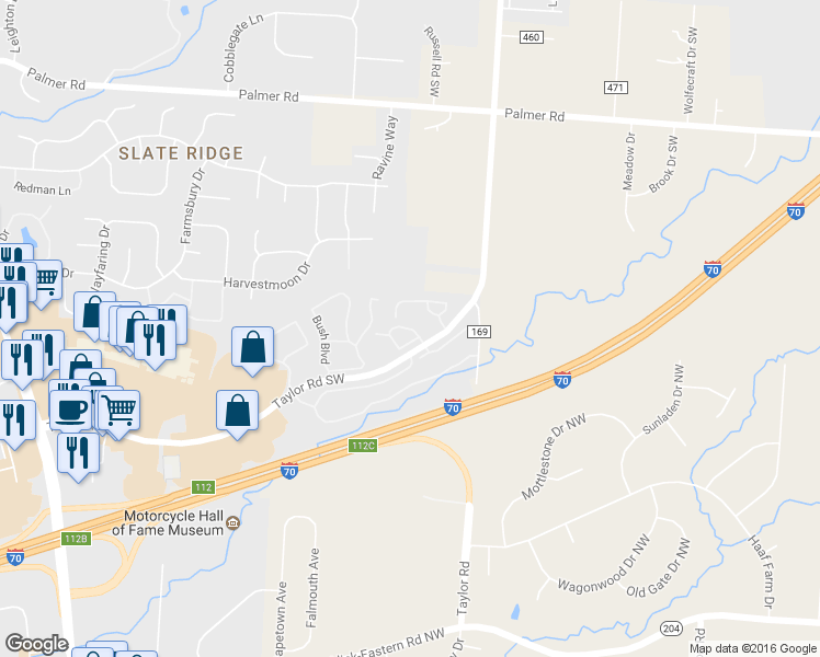 map of restaurants, bars, coffee shops, grocery stores, and more near 8142 Artisan Way in Reynoldsburg