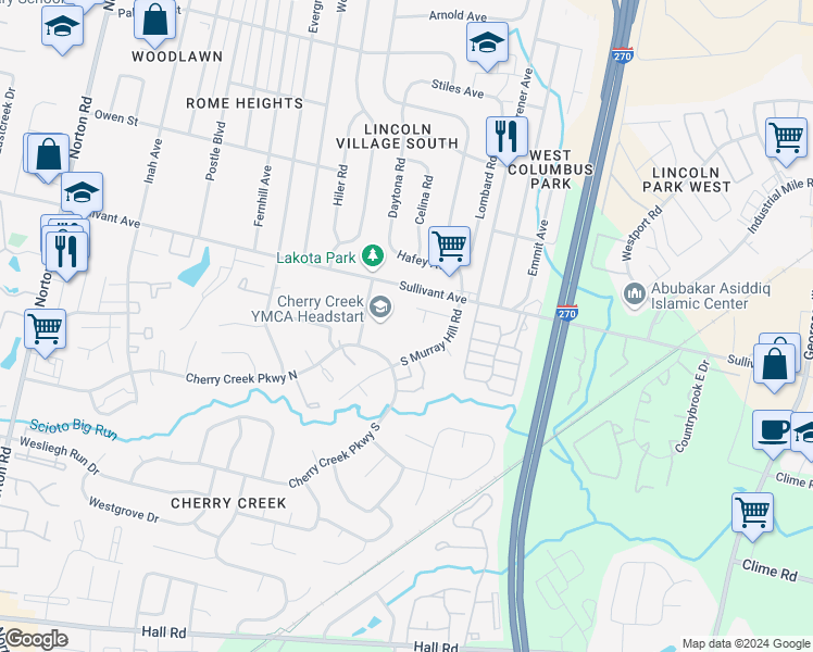 map of restaurants, bars, coffee shops, grocery stores, and more near 4839 Gilhem Court in Columbus