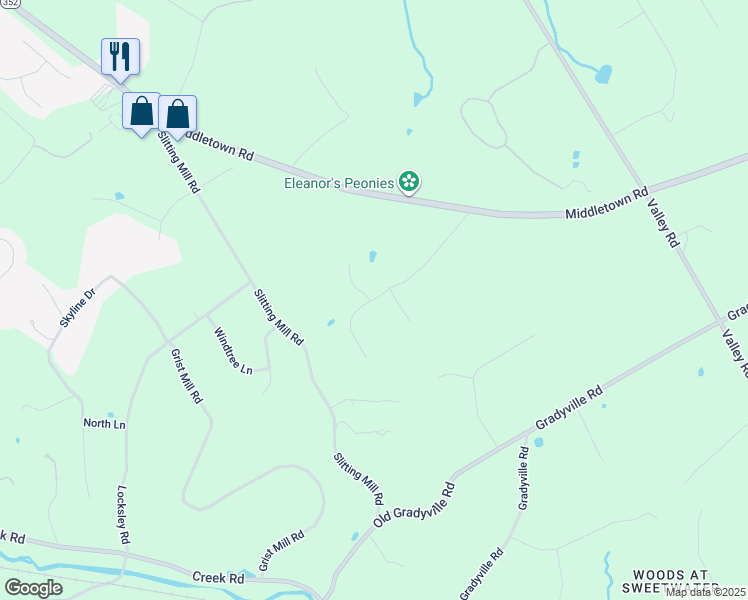 map of restaurants, bars, coffee shops, grocery stores, and more near 1608 Meadow Ln in Glen Mills