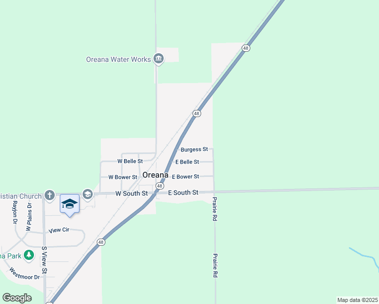 map of restaurants, bars, coffee shops, grocery stores, and more near 101-125 Burgess Street in Oreana