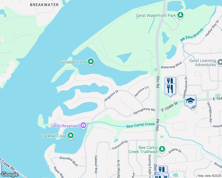 map of restaurants, bars, coffee shops, grocery stores, and more near 13613 Lake Ridge Lane in McCordsville