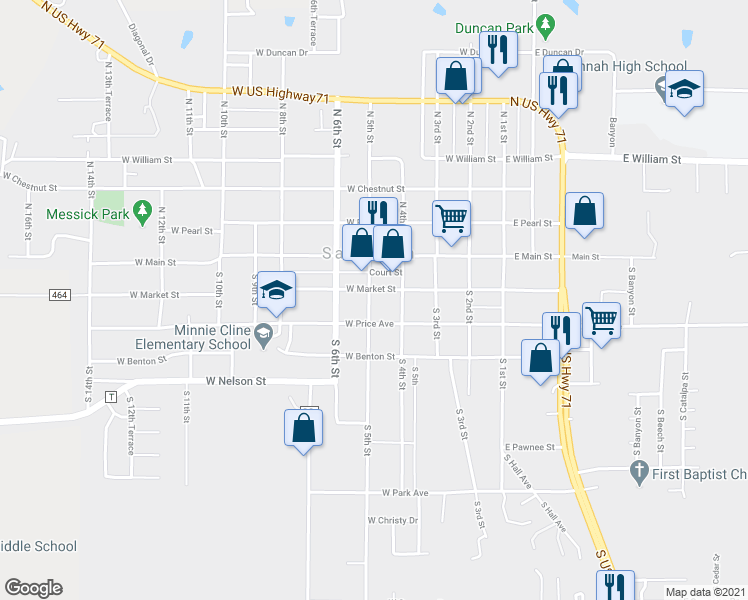 map of restaurants, bars, coffee shops, grocery stores, and more near 125 South 5th Street in Savannah