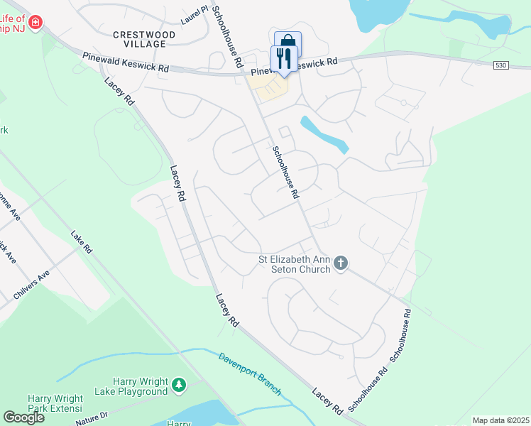 map of restaurants, bars, coffee shops, grocery stores, and more near 154b Rosewood Drive in Manchester Township