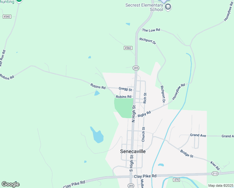 map of restaurants, bars, coffee shops, grocery stores, and more near 108 Gregg Street in Senecaville