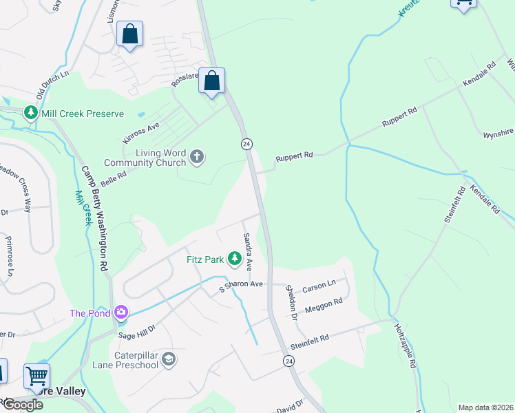 map of restaurants, bars, coffee shops, grocery stores, and more near 2586 Cape Horn Road in Red Lion