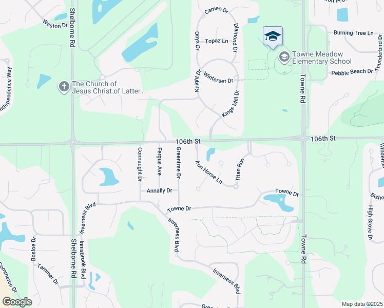 map of restaurants, bars, coffee shops, grocery stores, and more near 10590 Iron Horse Lane in Carmel
