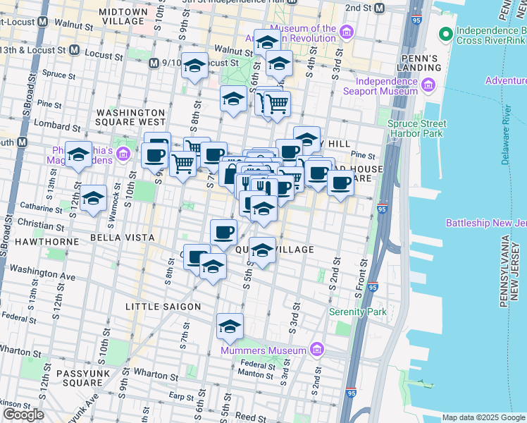 map of restaurants, bars, coffee shops, grocery stores, and more near 702 East Passyunk Avenue in Philadelphia