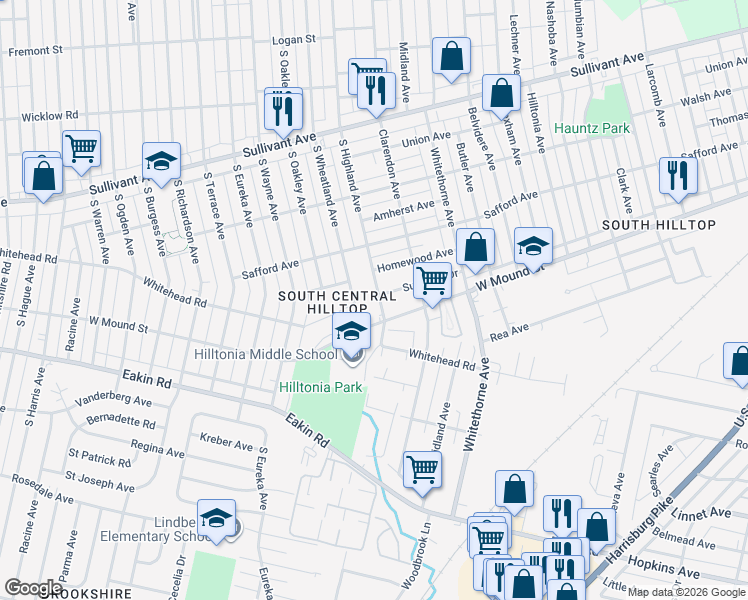 map of restaurants, bars, coffee shops, grocery stores, and more near 2251 Suncrest Drive in Columbus