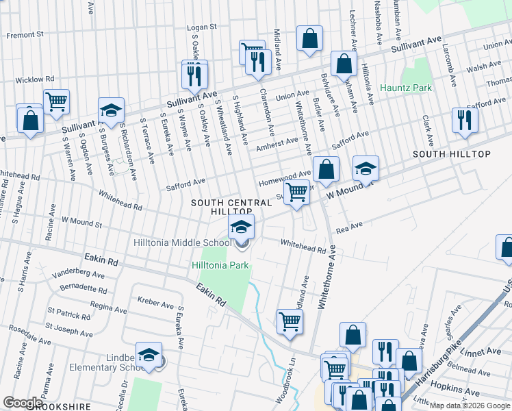 map of restaurants, bars, coffee shops, grocery stores, and more near 2251 Suncrest Drive in Columbus