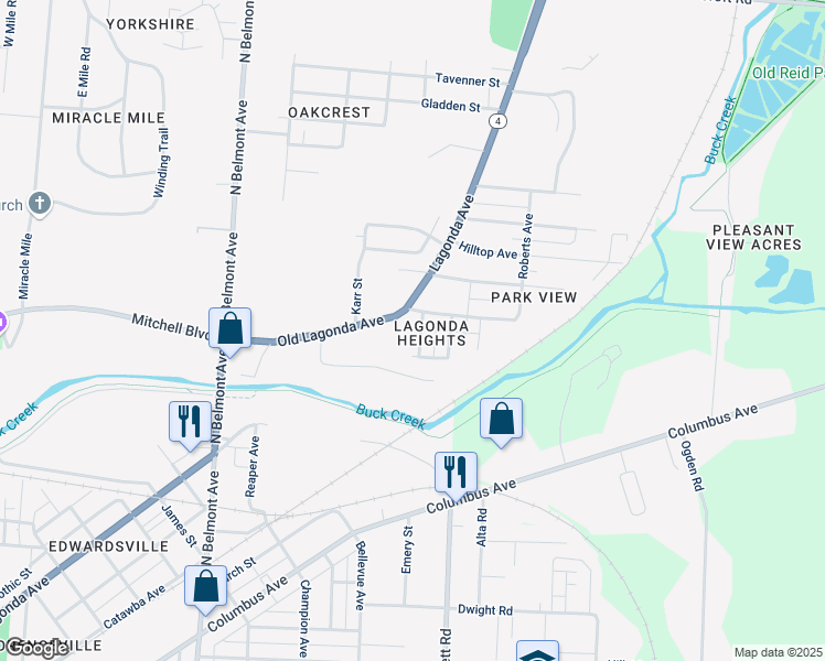 map of restaurants, bars, coffee shops, grocery stores, and more near 1511 Greenwood Ave in Springfield