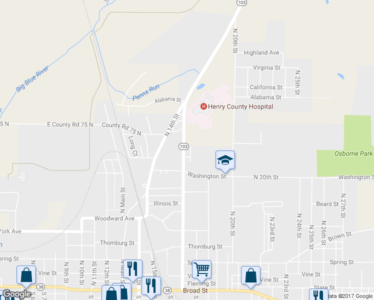 map of restaurants, bars, coffee shops, grocery stores, and more near 830 North 16th Street in New Castle