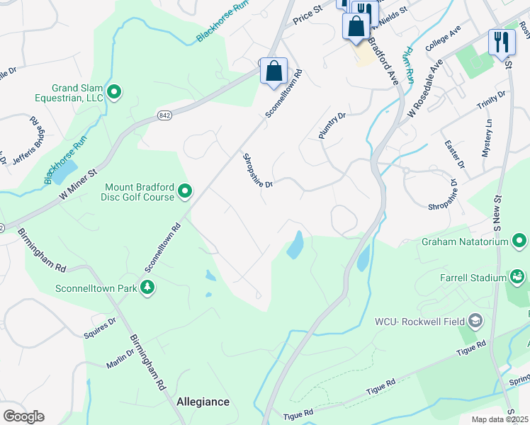 map of restaurants, bars, coffee shops, grocery stores, and more near 883 Twickensham Court in West Chester